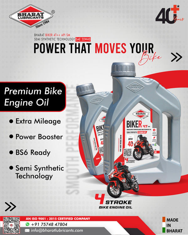 Bharat Biker 4T Plus 20W40 API SM (4 Stroke Synthetic Bike Engine Oil)