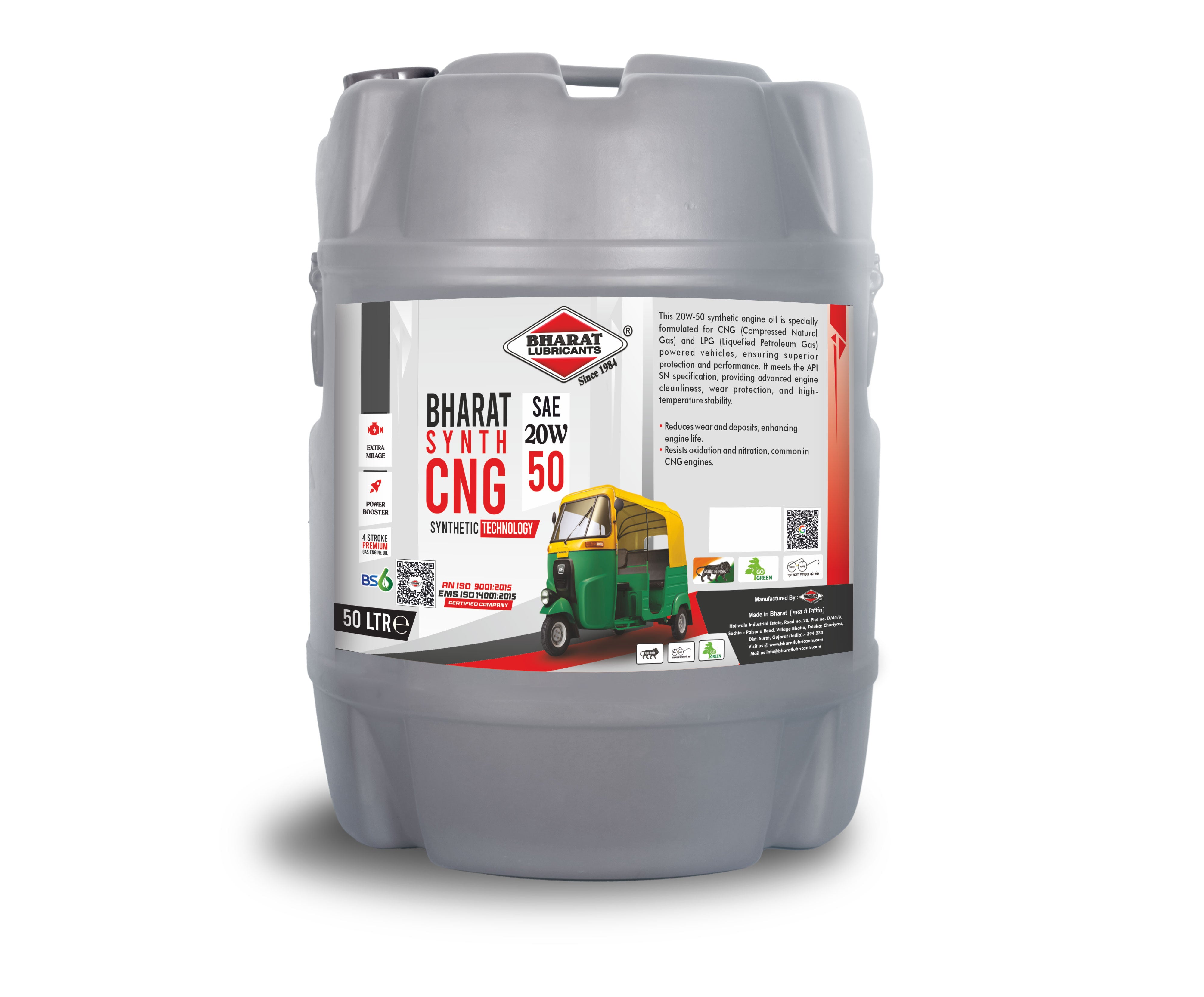 Best CNG Auto Rickshaw Engine Oil 20W50 for 3 Wheeler Passenger Commercial Vehicles
