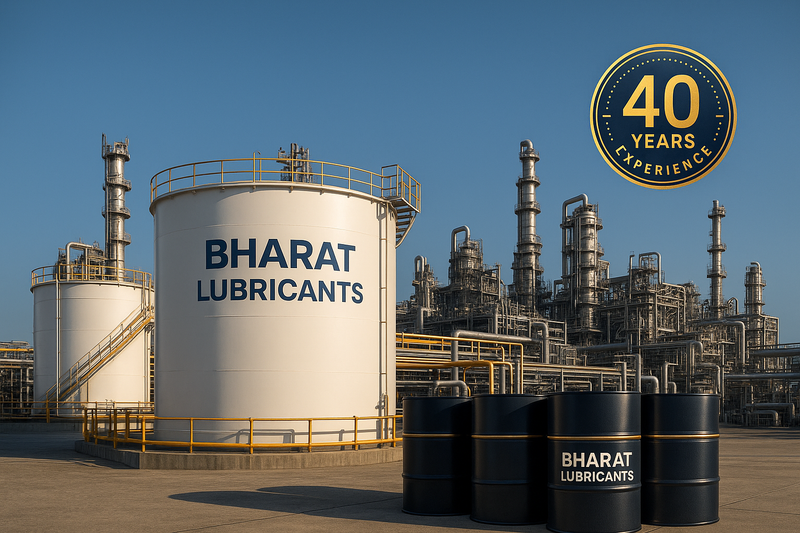 My company is Bharat Lubricants, which has been operating in the oil industry for 40 years. Please create a nice image for that About Us page and send it to me.